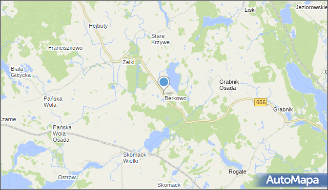 mapa Berkowo, Berkowo gmina Wydminy na mapie Targeo