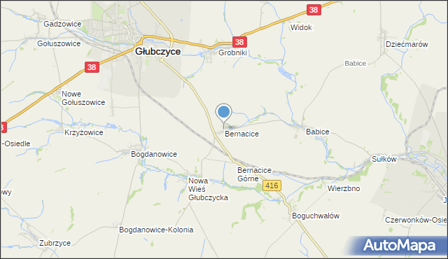 mapa Bernacice, Bernacice na mapie Targeo