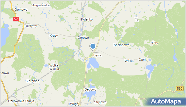 mapa Bęsia, Bęsia na mapie Targeo