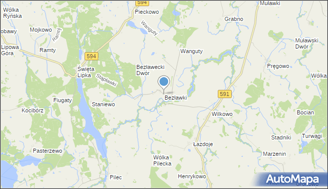 mapa Bezławki, Bezławki na mapie Targeo