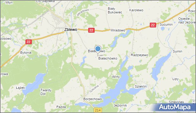 mapa Białachówko, Białachówko na mapie Targeo