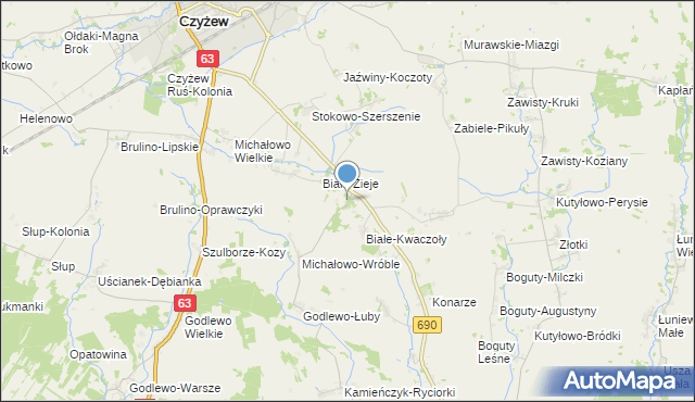 mapa Białe-Szczepanowice, Białe-Szczepanowice na mapie Targeo