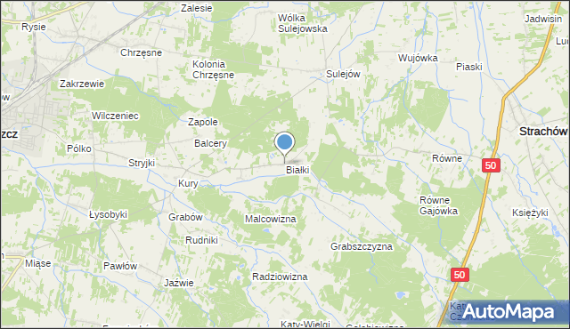 mapa Białki, Białki gmina Tłuszcz na mapie Targeo