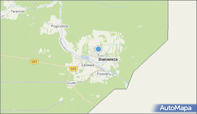 mapa Białowieża, Białowieża powiat hajnowski na mapie Targeo