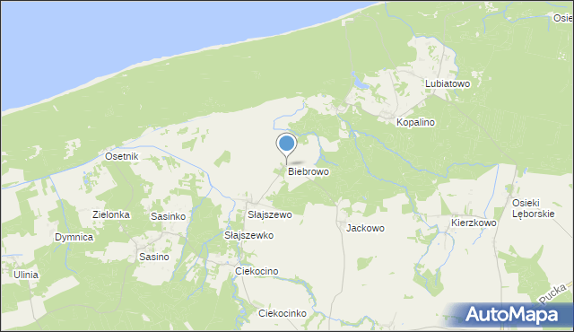 mapa Biebrowo, Biebrowo na mapie Targeo