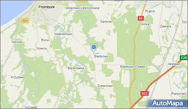 mapa Biedkowo, Biedkowo na mapie Targeo