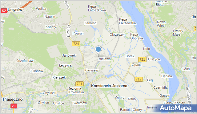 mapa Bielawa, Bielawa gmina Konstancin-Jeziorna na mapie Targeo
