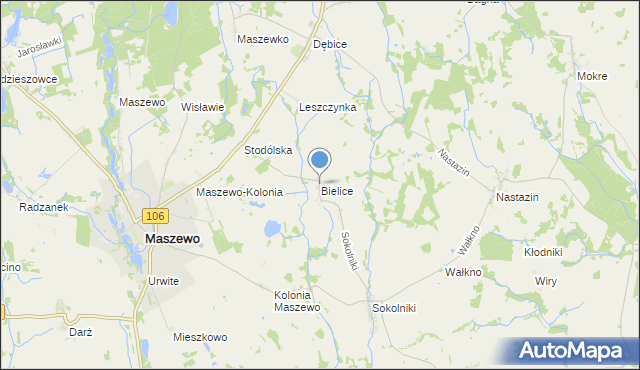 mapa Bielice, Bielice gmina Maszewo na mapie Targeo