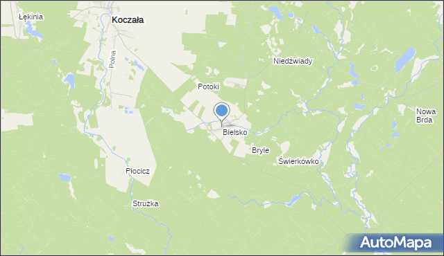 mapa Bielsko, Bielsko gmina Koczała na mapie Targeo