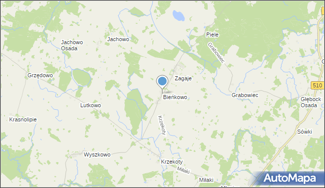 mapa Bieńkowo, Bieńkowo na mapie Targeo