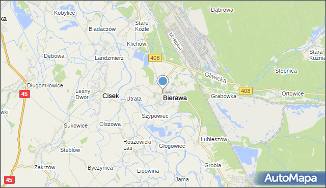 mapa Bierawa, Bierawa na mapie Targeo