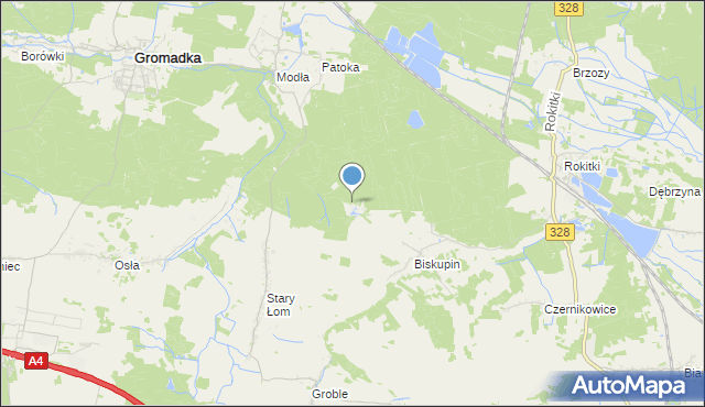 Mapa Biskupin Kolonia, Biskupin Kolonia na mapie Targeo