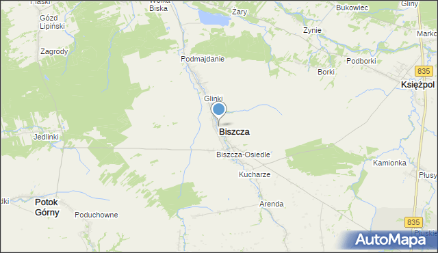 mapa Biszcza, Biszcza na mapie Targeo