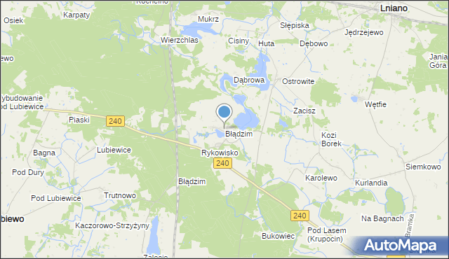 mapa Błądzim, Błądzim gmina Lniano na mapie Targeo