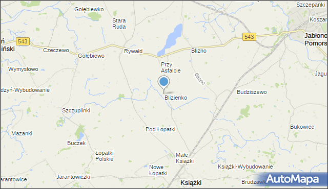 mapa Blizienko, Blizienko na mapie Targeo