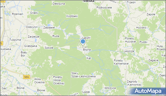 mapa Blizna, Blizna gmina Ostrów na mapie Targeo