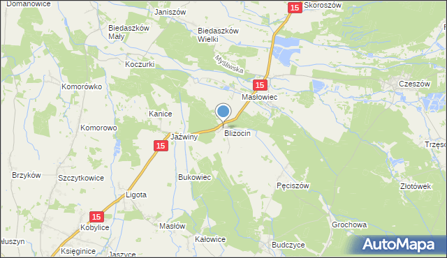 mapa Blizocin, Blizocin gmina Trzebnica na mapie Targeo