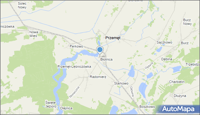 mapa Błotnica, Błotnica gmina Przemęt na mapie Targeo