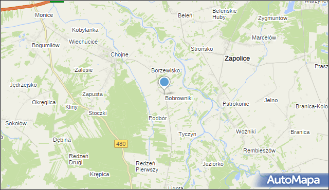 mapa Bobrowniki, Bobrowniki gmina Sieradz na mapie Targeo