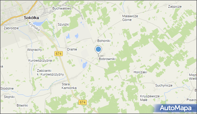 mapa Bobrowniki, Bobrowniki gmina Sokółka na mapie Targeo
