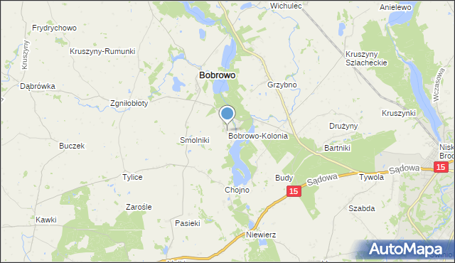 mapa Bobrowo-Kolonia, Bobrowo-Kolonia gmina Bobrowo na mapie Targeo