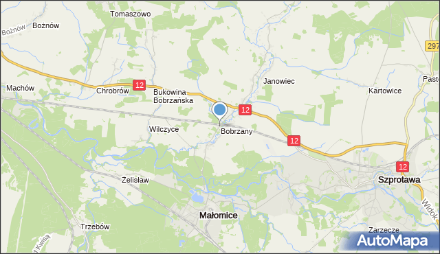 mapa Bobrzany, Bobrzany na mapie Targeo