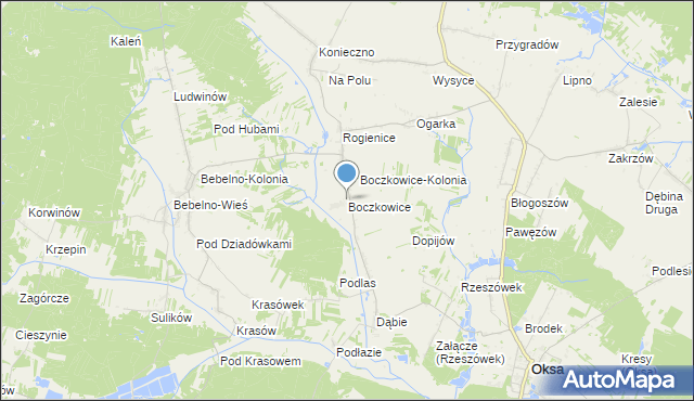 mapa Boczkowice, Boczkowice gmina Włoszczowa na mapie Targeo