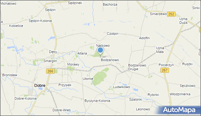 mapa Bodzanowo, Bodzanowo gmina Dobre na mapie Targeo