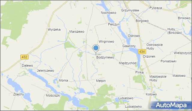 mapa Bodzyniewo, Bodzyniewo na mapie Targeo