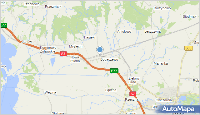 mapa Bogaczewo, Bogaczewo gmina Elbląg na mapie Targeo