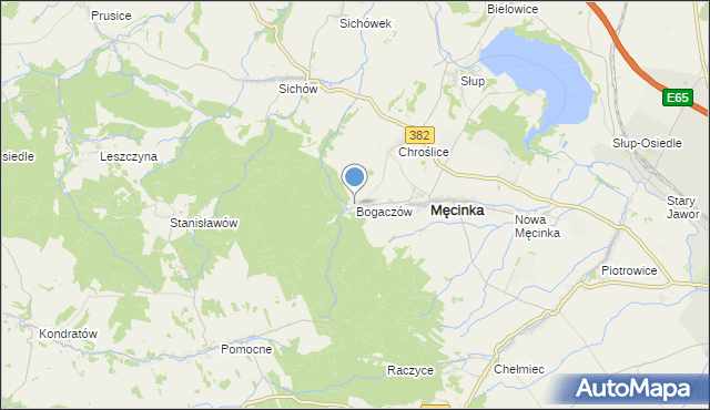 mapa Bogaczów, Bogaczów gmina Męcinka na mapie Targeo