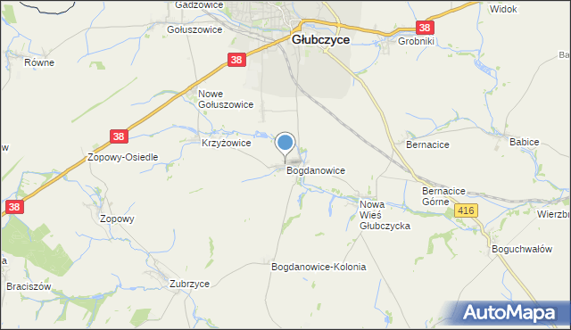mapa Bogdanowice, Bogdanowice na mapie Targeo