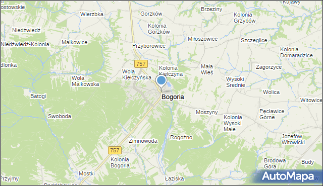 mapa Bogoria, Bogoria powiat staszowski na mapie Targeo