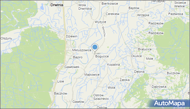 mapa Bogucice, Bogucice gmina Bochnia na mapie Targeo