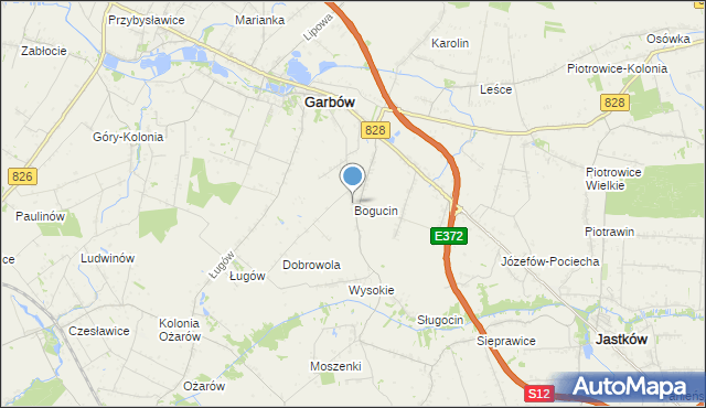 mapa Bogucin, Bogucin gmina Garbów na mapie Targeo