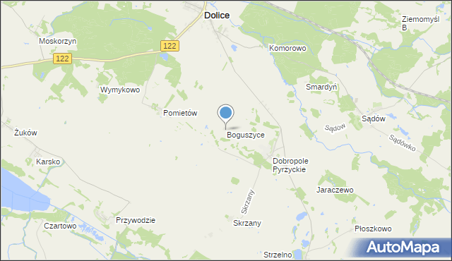 mapa Boguszyce, Boguszyce gmina Dolice na mapie Targeo