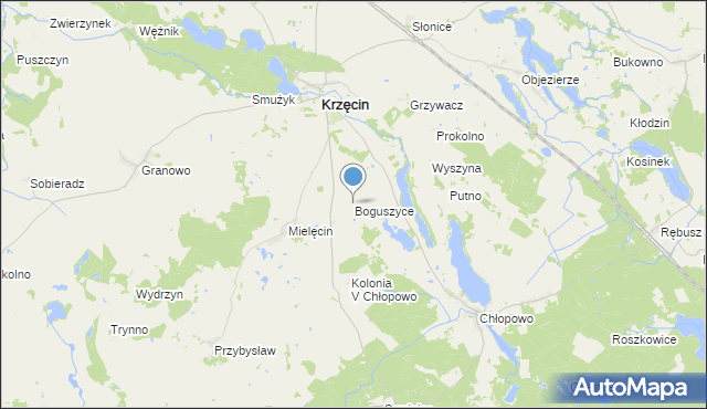 mapa Boguszyce, Boguszyce gmina Krzęcin na mapie Targeo