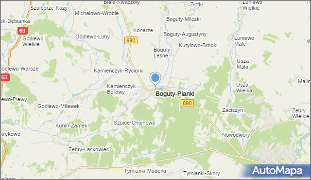 mapa Boguty-Pianki, Boguty-Pianki na mapie Targeo