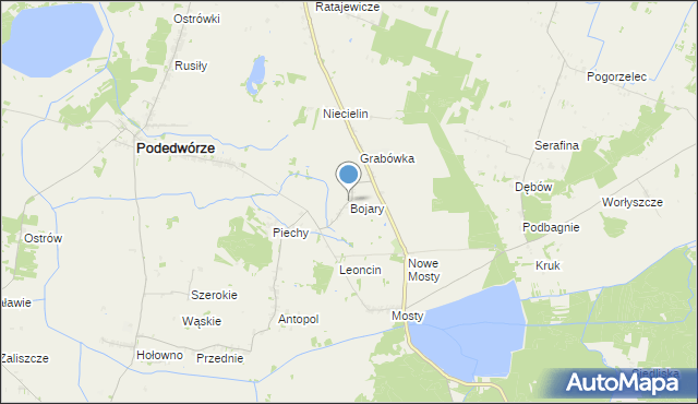 mapa Bojary, Bojary gmina Podedwórze na mapie Targeo