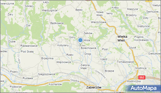 mapa Bolechowice, Bolechowice gmina Zabierzów na mapie Targeo