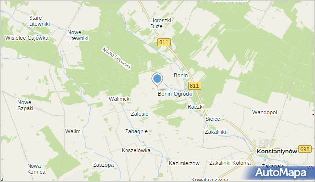 mapa Bonin-Ogródki, Bonin-Ogródki na mapie Targeo