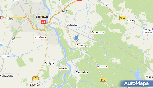 mapa Boraszyn, Boraszyn na mapie Targeo