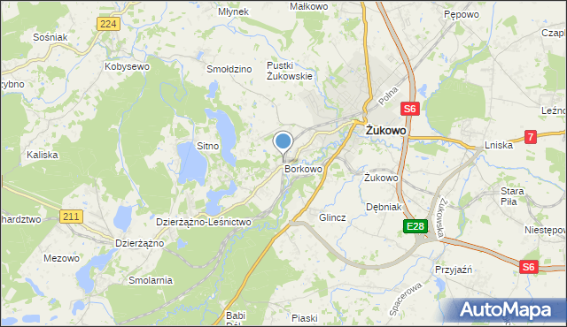 mapa Borkowo, Borkowo gmina Żukowo na mapie Targeo
