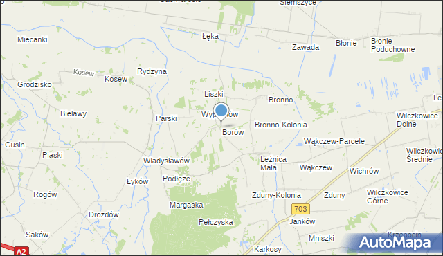 mapa Borów, Borów gmina Łęczyca na mapie Targeo