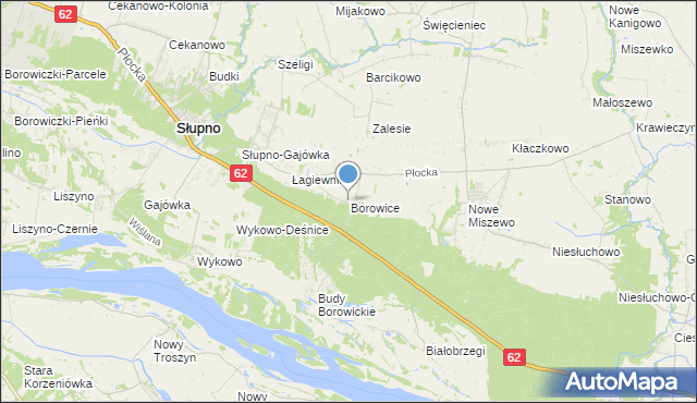 mapa Borowice, Borowice gmina Bodzanów na mapie Targeo