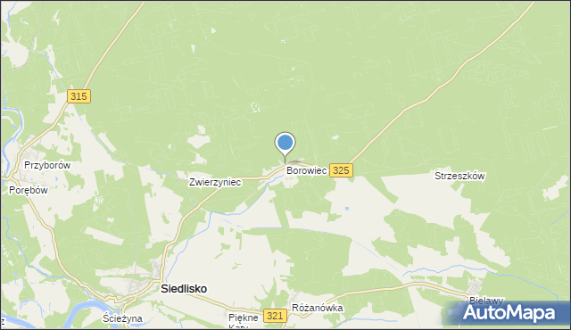 mapa Borowiec, Borowiec gmina Siedlisko na mapie Targeo