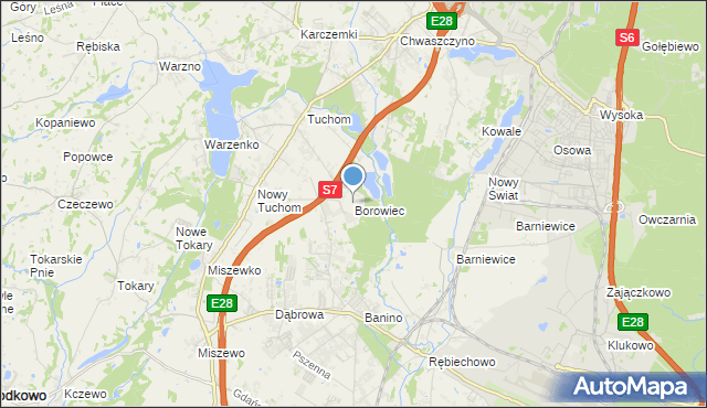 mapa Borowiec, Borowiec gmina Żukowo na mapie Targeo