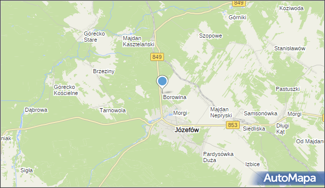 mapa Borowina, Borowina gmina Józefów na mapie Targeo