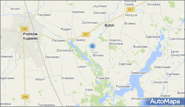 mapa Borowo, Borowo gmina Bytoń na mapie Targeo
