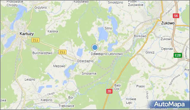 mapa Borowo, Borowo gmina Kartuzy na mapie Targeo